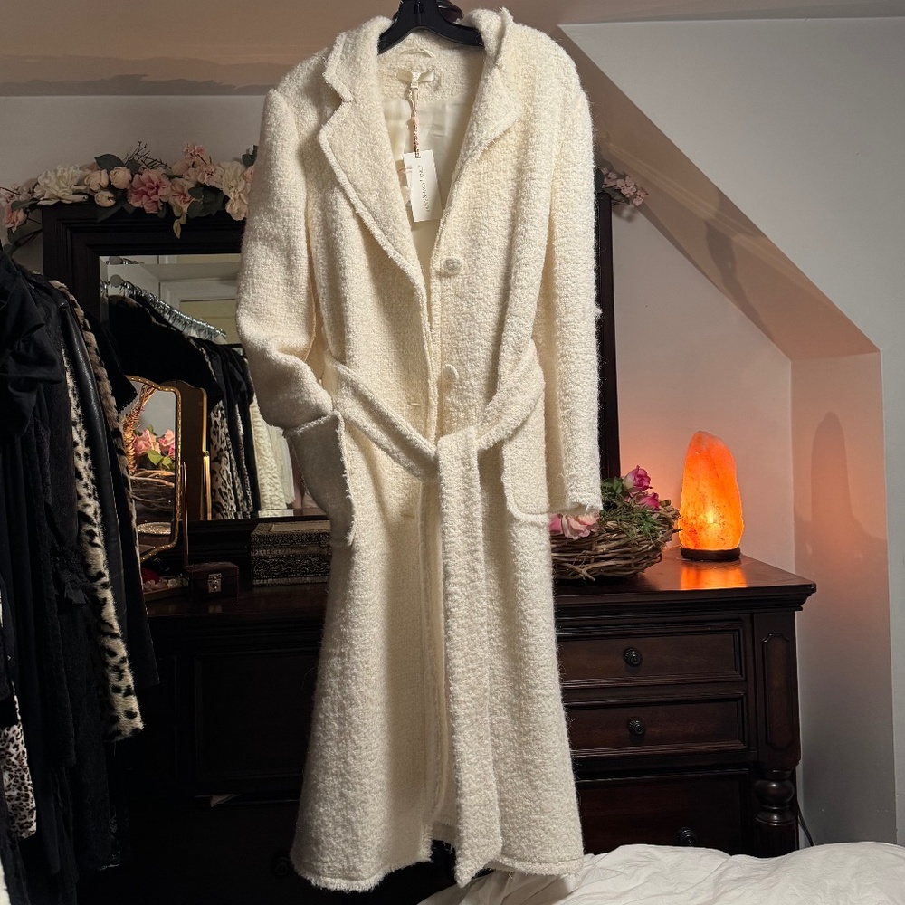 NWT LoveShackFancy Adalie coat Medium antique white